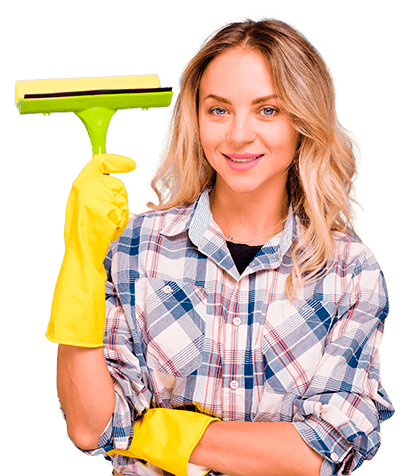 A professional cleaner diligently working to tidy up a well-kept home, using cleaning supplies and equipment to ensure a spotless and organized living space.